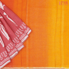 Coral Red Linen Saree