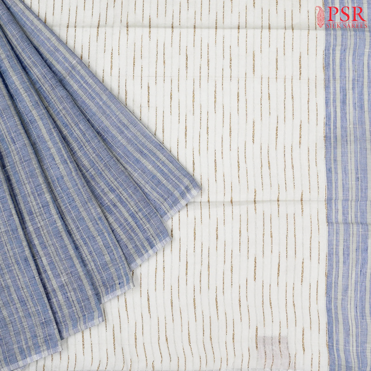 Cornflower Blue Linen Saree