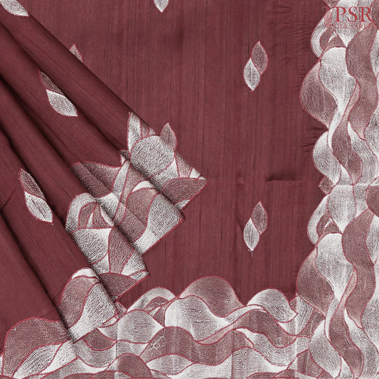 Dark Maroon Kosa Embroidery Saree