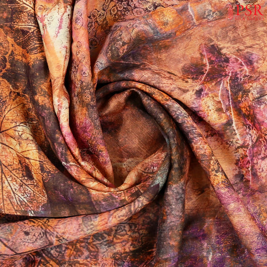 Burgundy & Orange Munga Silk Saree