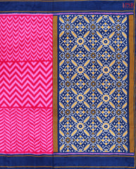 Pink Ikkat Tussar Saree