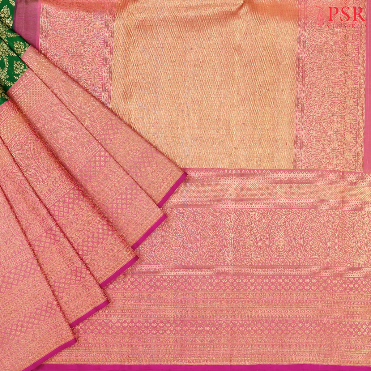 Emerald Green Kanchipuram Jacquard Silk Saree