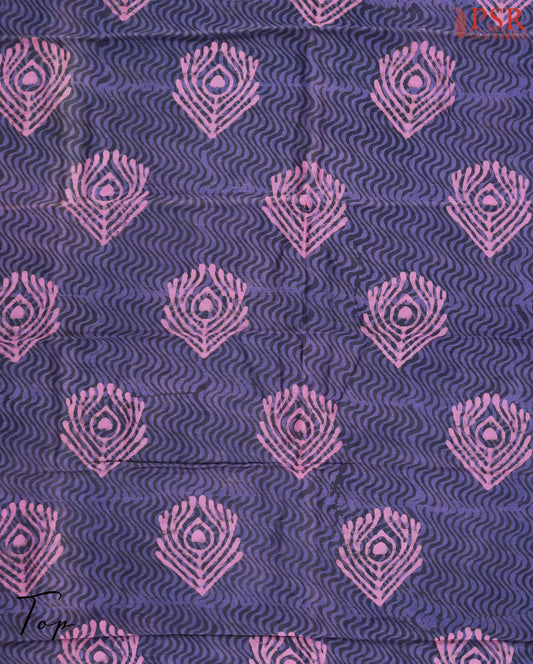 Dark Lavender Maheshwari Silk Cotton Dress Material