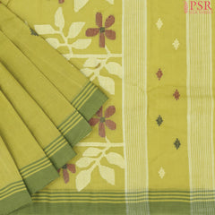 Greenish Yellow Bengal Cotton Saree