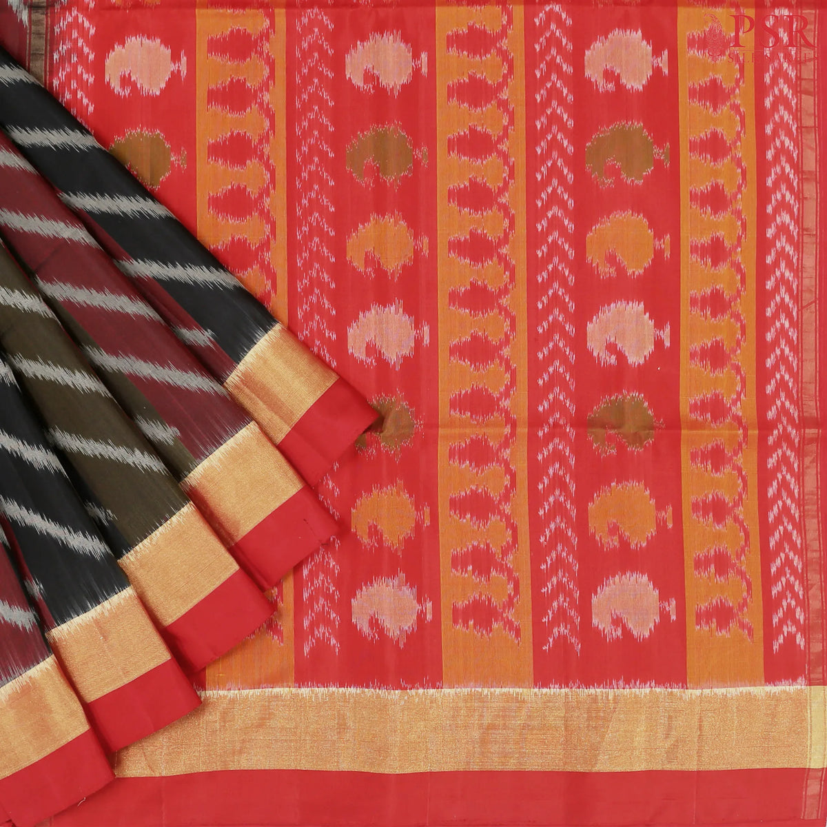 Tricolor Pochampally Soft Silk Saree