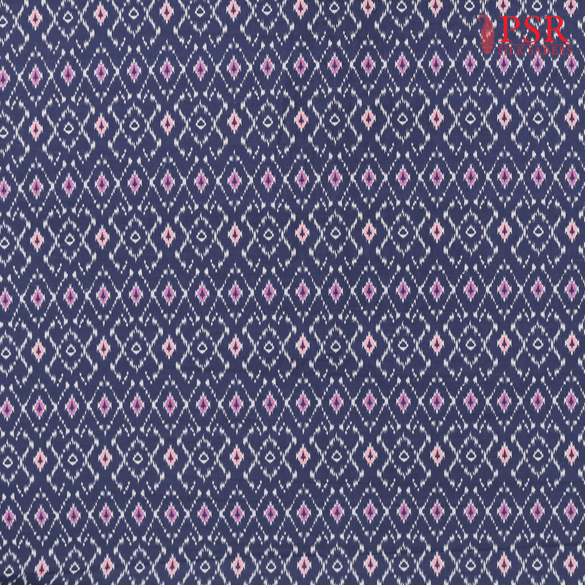 Midnight Blue Semi Tassar Ikkat Print Running Material