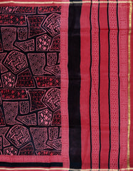 Black Chanderi Silk Cotton Saree