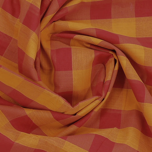 Red & Marigold Mangalagiri Cotton Saree