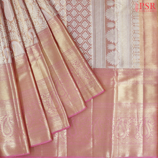 Taffy Pink Kanchipuram Tissue Silk Saree