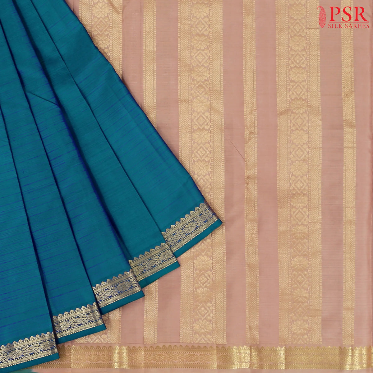 Peacock Blue Arani Silk Saree