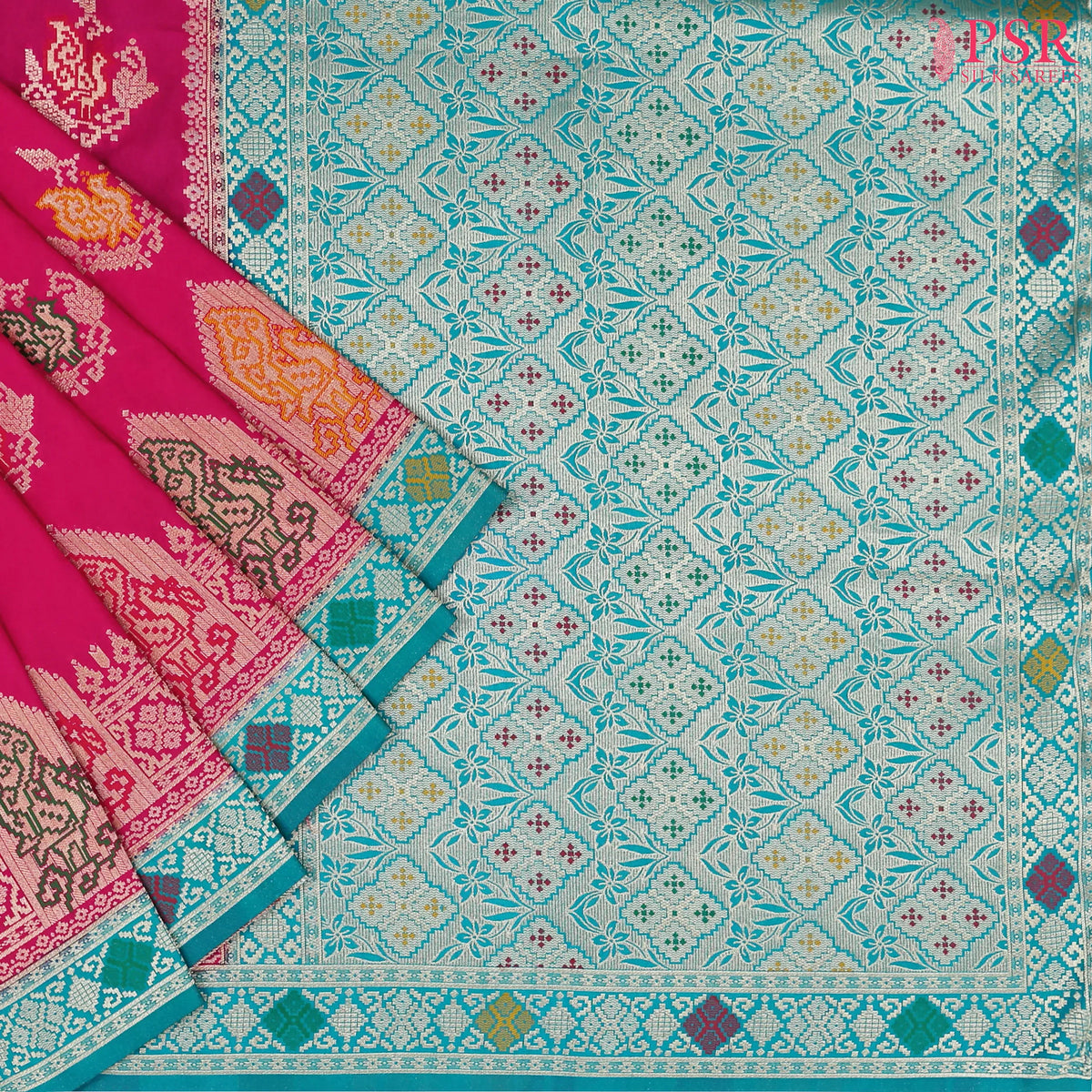 Dark Pink Semi Banaras Saree
