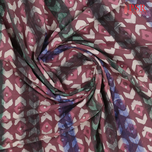 Dark Puce Pink Dabu Print Running Material