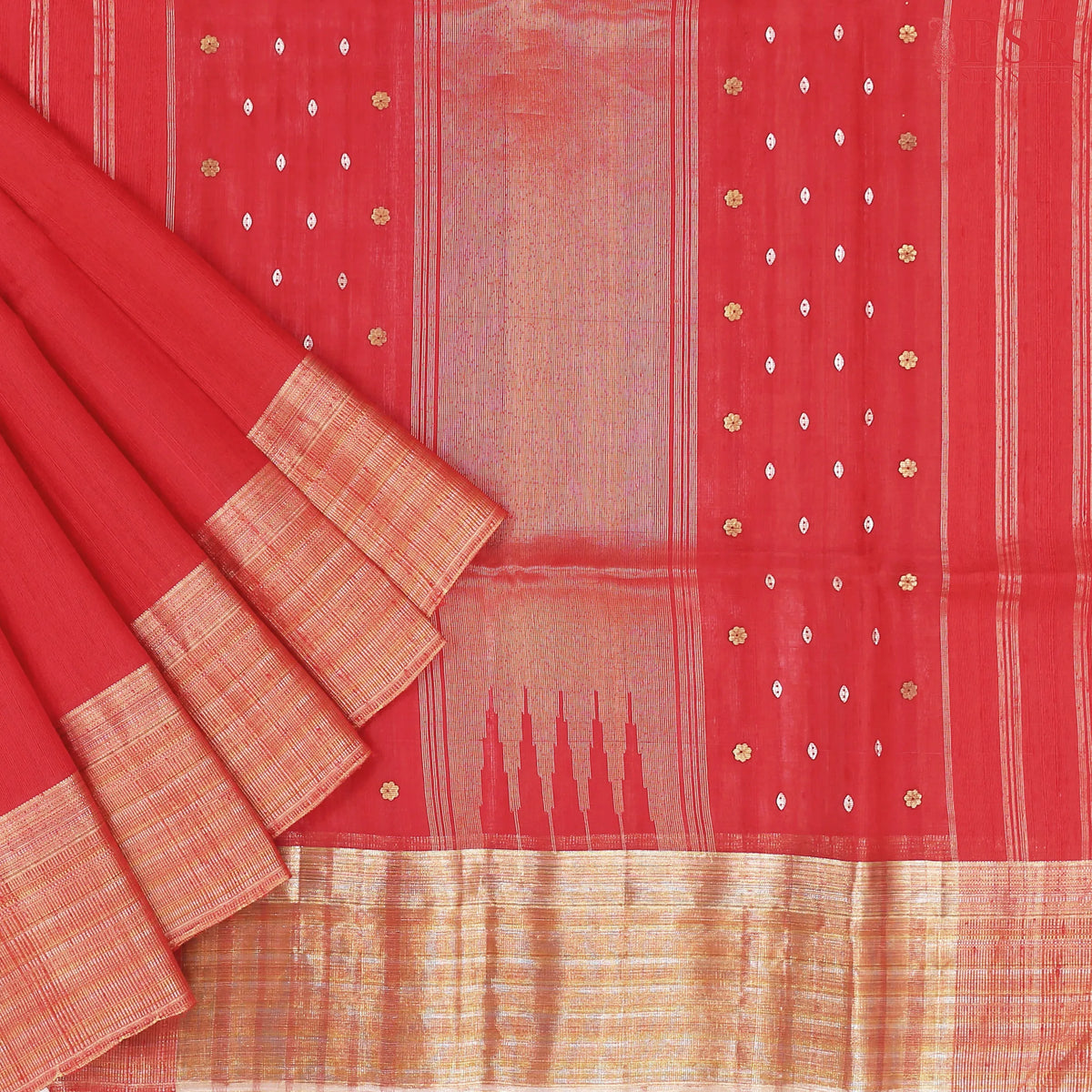 Red Soft Jute Silk Saree