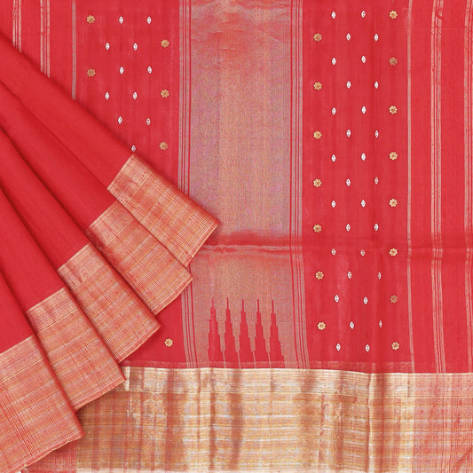 Red Soft Jute Silk Saree