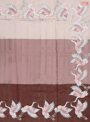 Brown Tricolor Semi Tussar Saree
