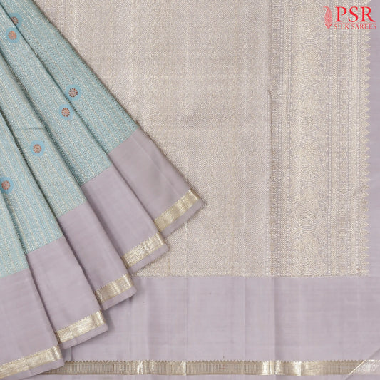 Pastel Blue Kanchipuram Jacquard Silk Saree