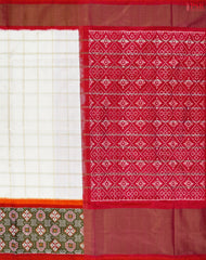 Cream Beige Pochampally Silk Ikat Saree