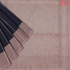 Dark Blue Jute Art Silk Saree