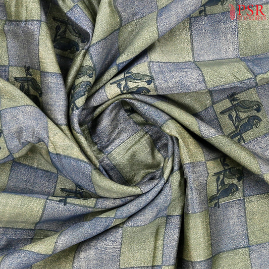 Dark Olive Green Chanderi Silk Cotton Saree