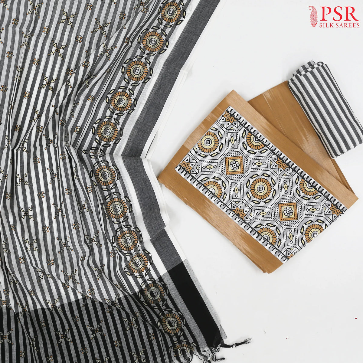 Tan Chirala Cotton Dress Material