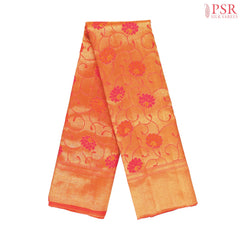 Saffron Kanchipuram Jacquard Tissue Silk Saree