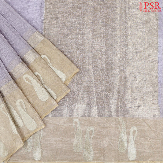 Pastel Lavender Crushed Tissue Silk Saree