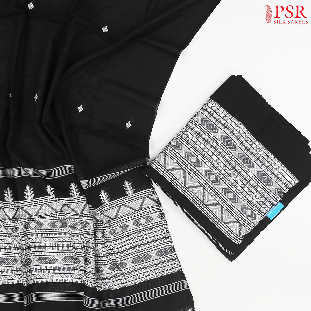 Black Jamdani Cotton Dress Material