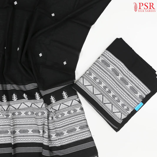 Black Jamdani Cotton Dress Material