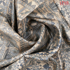 Hazelnut Beige & Peacock Blue Kadhi Tussar Silk Saree