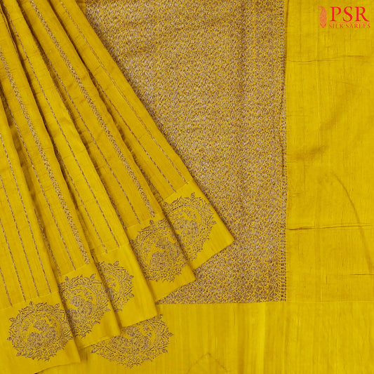Corn Yellow Banaras Jute Silk Saree