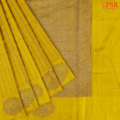 Corn Yellow Banaras Jute Silk Saree
