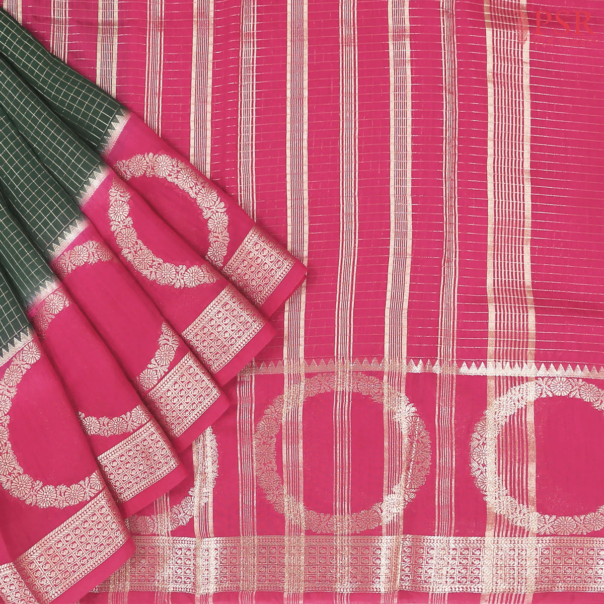 Dark Green Assam Saree