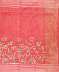 Coral Pink Chanderi Silk Cotton Saree
