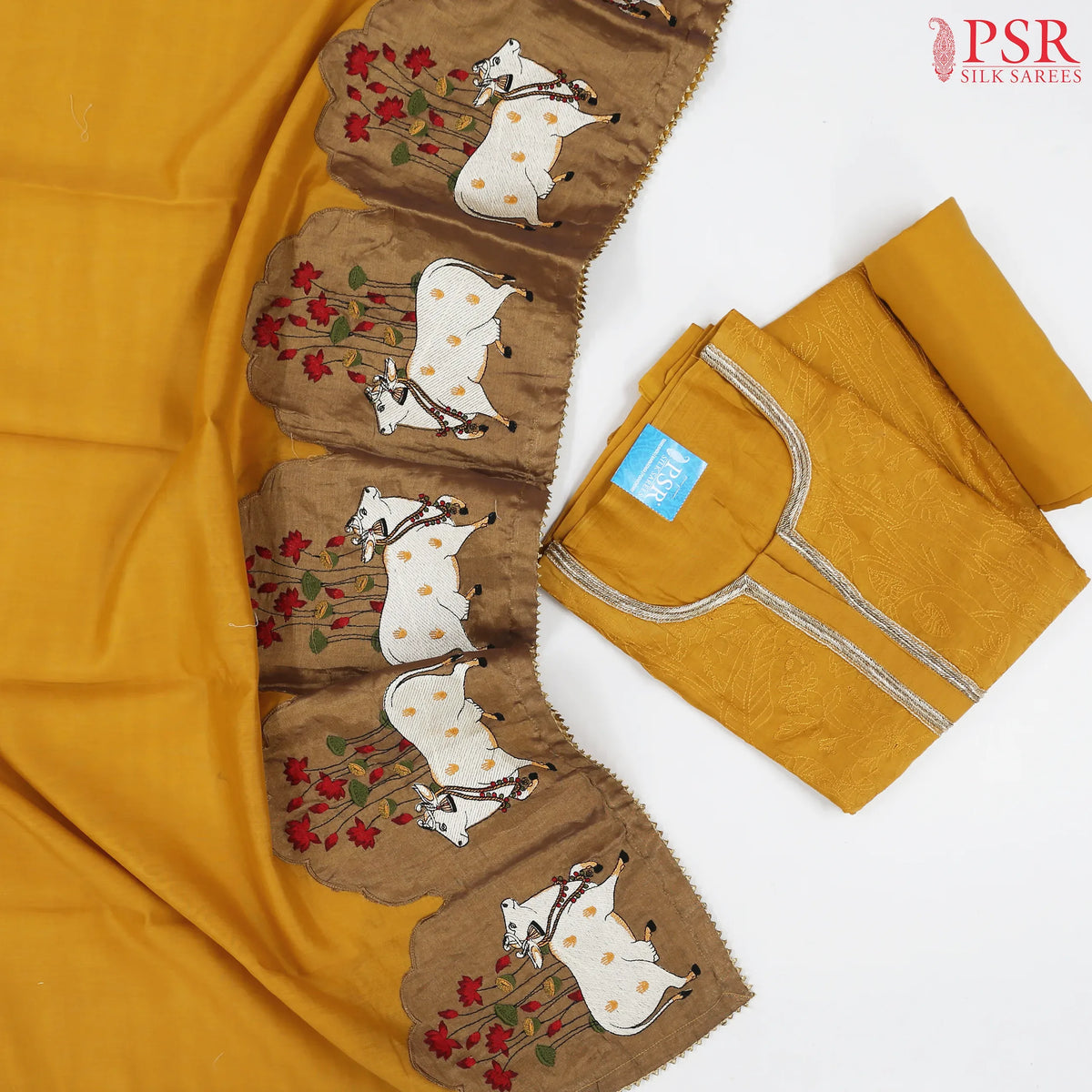 Mustard Yellow Moonga Silk Dress Material
