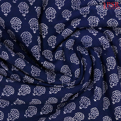 Navy Blue Cotton Print Running Material
