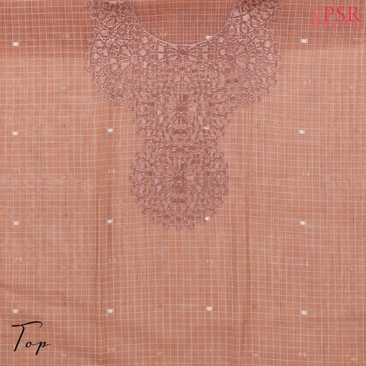 Copper Peach Silk Cotton Dress Material