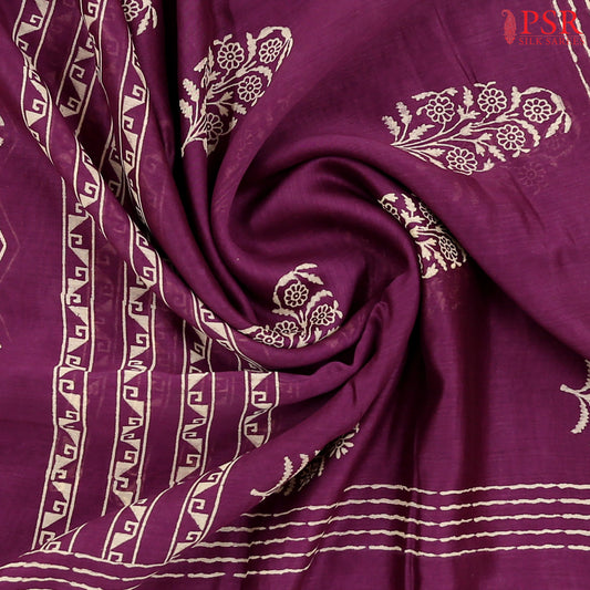 Dark Purple Chanderi Silk Cotton Saree