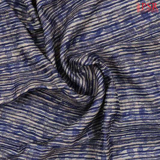 Navy Blue & Beige Kadhi Tussar Silk Saree