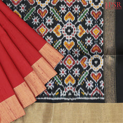 Red Jute Ikkat Soft Silk Saree