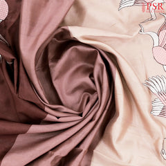 Brown Tricolor Semi Tussar Saree
