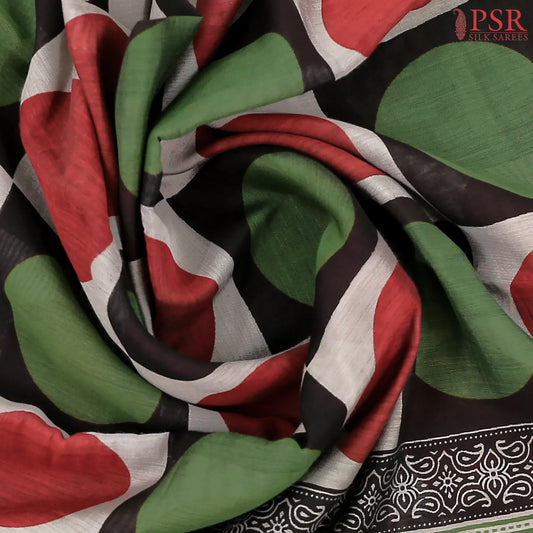 Grey & Black Silk Cotton Saree