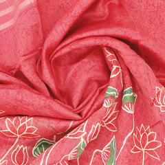 Coral Pink Chanderi Silk Cotton Saree