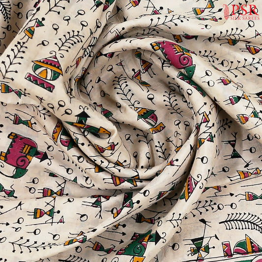 Royal Beige Kalamkari Silk Saree