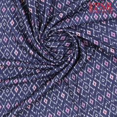 Midnight Blue Semi Tassar Ikkat Print Running Material