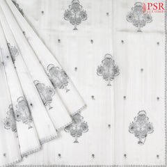 White Kosa Embroidery Saree
