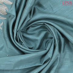 Turkish Blue Semi Dupion Saree