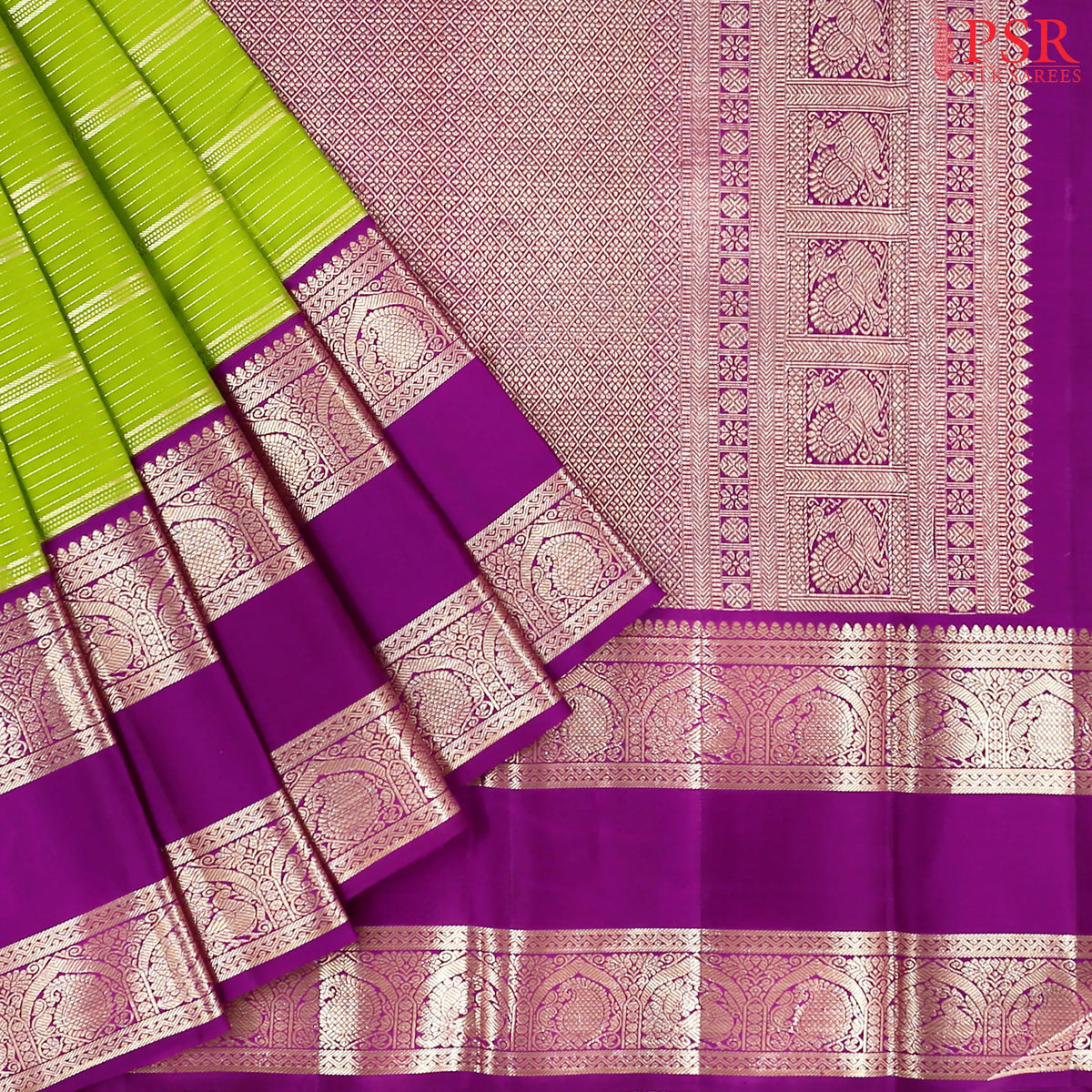 Apple Green Kanchipuram Silk Saree