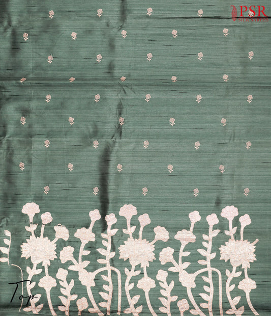 Hunter Green Dupion Cotton Dress Material