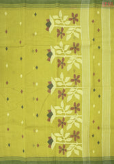 Greenish Yellow Bengal Cotton Saree