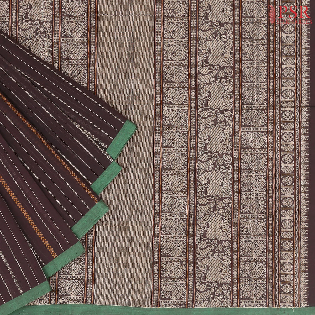Brown Kalakshetra Kovai Cotton Saree